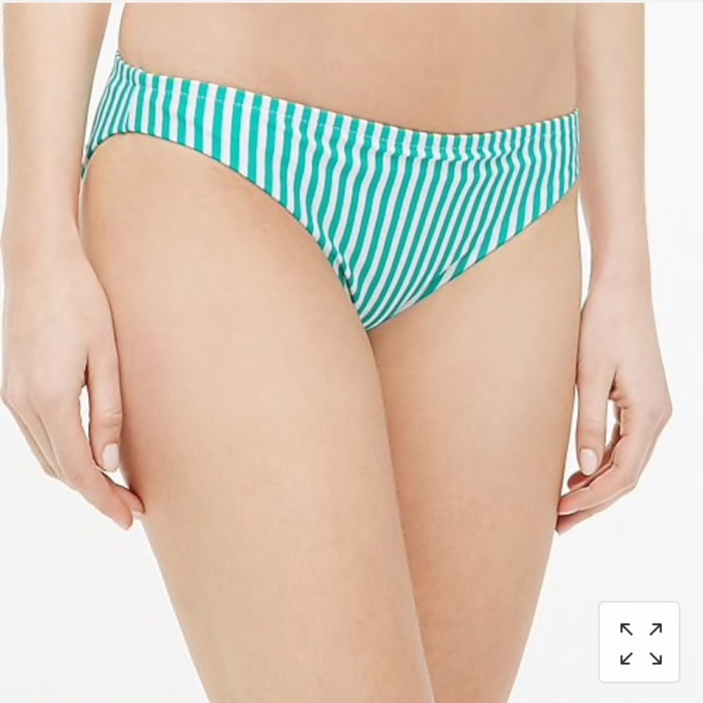 J Crew French Bikini Bottom Nika Stripe green white‎ AO450 NWT XS